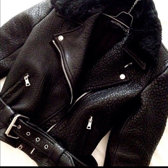 Reformation Trinity leather shearling jacket XS - Picture 2 of 9